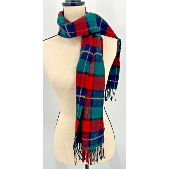 NEW John Hanly 100% Irish Lambswool Tartan Plaid Scarf  54x11”~Ireland~Christmas - Picture 6 of 7
